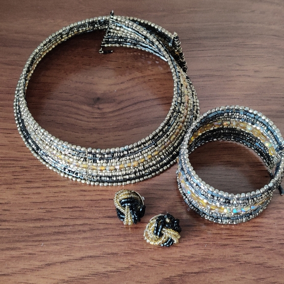 Cleopatra style glass seed beads jewelry set - Picture 7 of 15